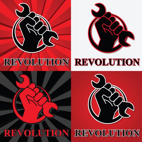 نمادهای انقلاب مشت با آچار بردار