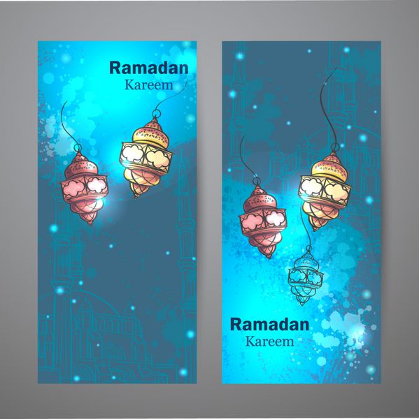 مجموعه دو بانر عمودی برای ماه رمضان کریم