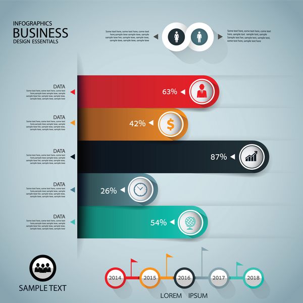نمودار طراحی کسب و کار مرحله پله موفقیت در اینفوگرافیک
