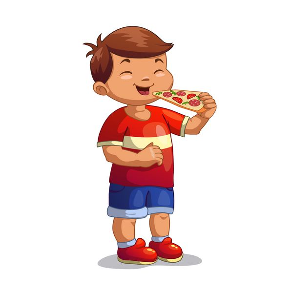پسر خوردن پیزا