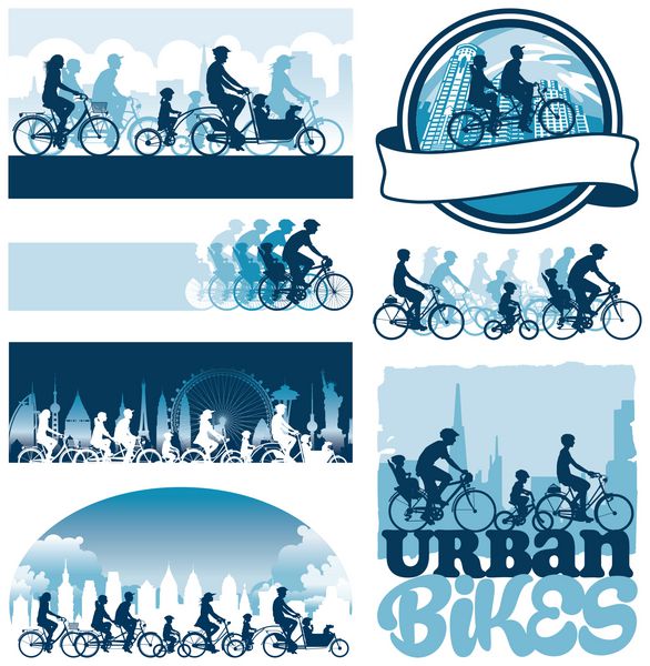 دوچرخهسواران شهری برچسب های بردار قابل ویرایش قابل ویرایش هستند