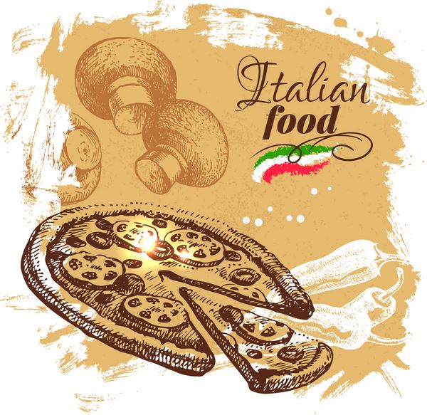 نقشه کشیده شده پس زمینه غذای ایتالیایی تصویر زمینه