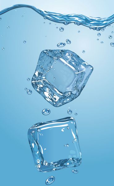 دو یخ یخ درون آب ریخت EPS10
