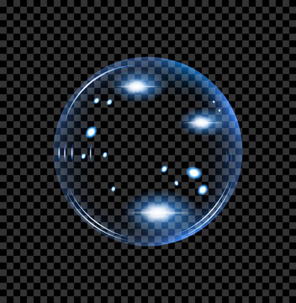 بازتاب مدور آبی حباب شفاف برای عکسبرداری