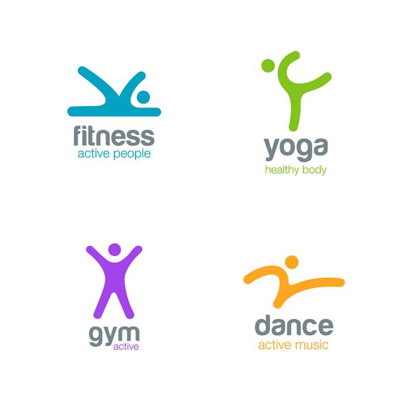 نمادهای وکتور طراحی ورزشی Yoga Gym Logos Sports Dance
