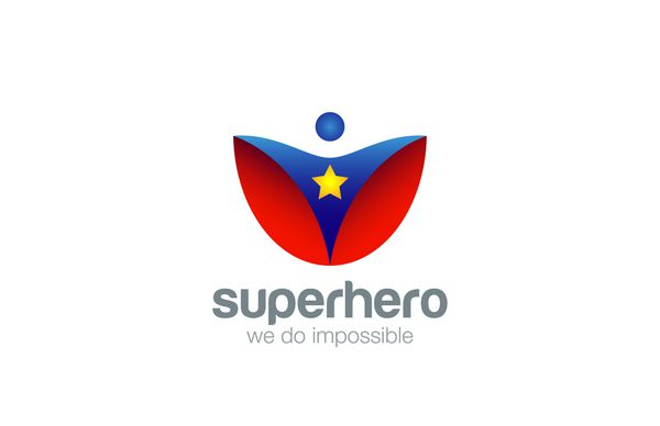 سوپر قهرمان لوگو وکتور طراحی خلاصه ابرقهرمان