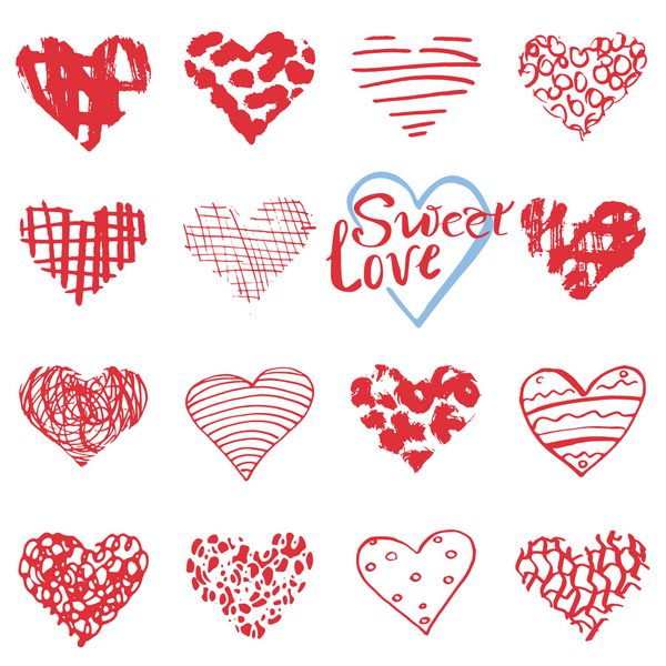 نمادها و دل نوشته های قلب را برای روز ولنتاین ترسیم کنید عناصر ابله doodle برای دعوت عروسی دفترچه کارت پوستر بسته بندی هدیه