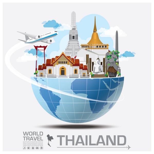 تایلند نشانه جهانی سفر و سفر اینفوگرافیک