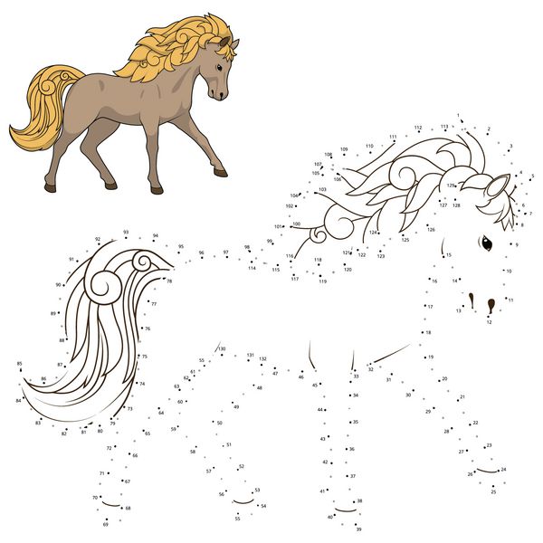برای ترسیم بازی آموزشی اسب وحشی نقاط را به هم وصل کنید