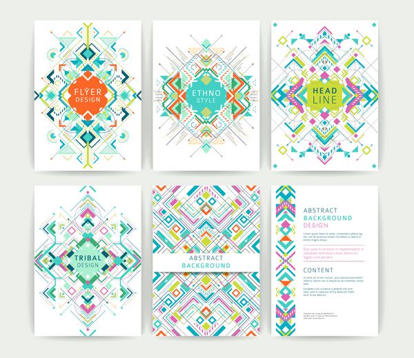 مجموعه ای از بروشورهای رنگارنگ انتزاعی هندسی قالبهای بروشور عناصر طراحی زمینه های مدرن هنر خط