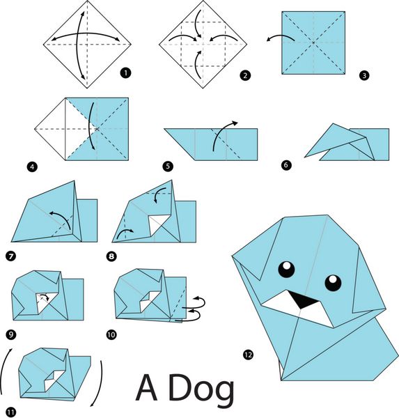 دستورالعمل گام به گام نحوه درست کردن سگ اریگامی