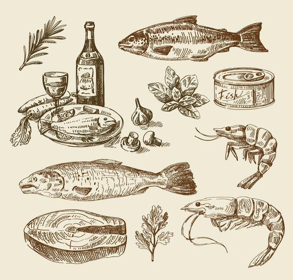 طراحی غذای دریایی دست