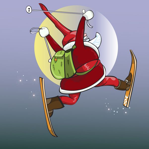 بابا نوئل با هدیه های اسکی جادویی عجله می کند