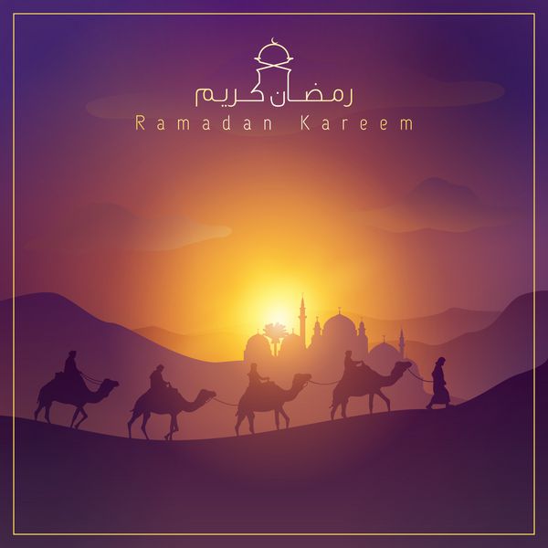 زمینه چشم انداز کویری عربی برای تبریک ماه رمضان کریم
