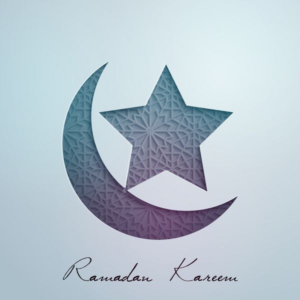 زینت هندسی در هلال و ستاره برای پس زمینه رمضان کریم