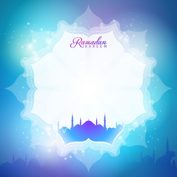 تصویر برداری پس زمینه تبریک ماه رمضان کریم با شبح مسجدی