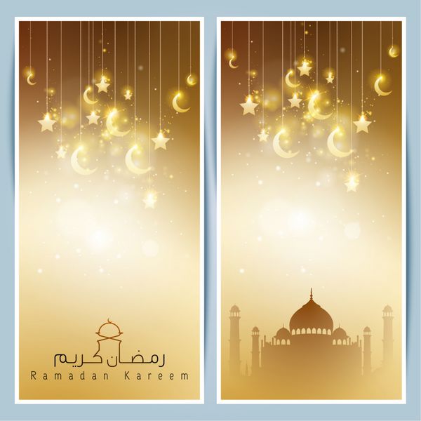 الگوی کارت تبریک زیبا ماه رمضان کریم طرح زمینه وکتور اسلامی