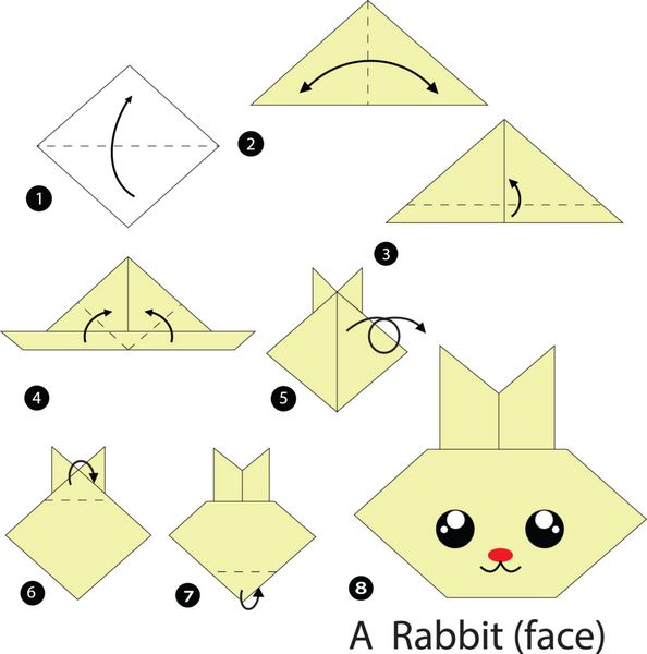 دستورالعمل گام به گام نحوه درست کردن خرگوش اریگامی A