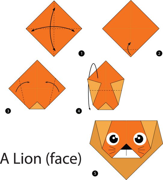 دستورالعمل گام به گام نحوه ساخت اریگامی A Lion