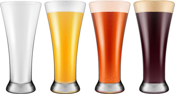 شیشه در چهار طرح رنگی برای لیوان های خالی lager عنبر آلبر و استوک تصویر برداری عکس واقع گرایانه