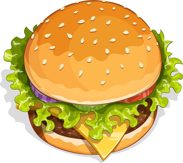همبرگر تصویر برداری Eps10 جدا شده روی سفید