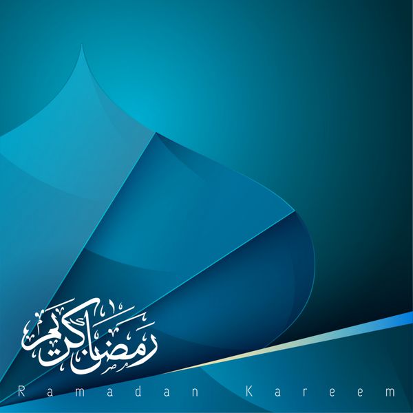 الگوی تبریک ماه رمضان با گنبد مسجد و متن خوشنویسی عربی رمضان کریم