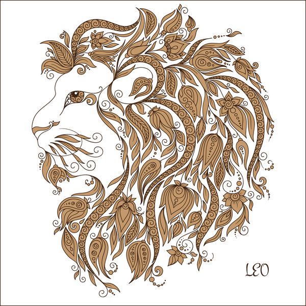 علامت زودیاک لئو عقرب ابله doodle با عناصر تزئین به سبک قومی گلهای توری شکافها و برگها ترسیم شده است تصویر برداری جدا شده بر روی رنگ سفید