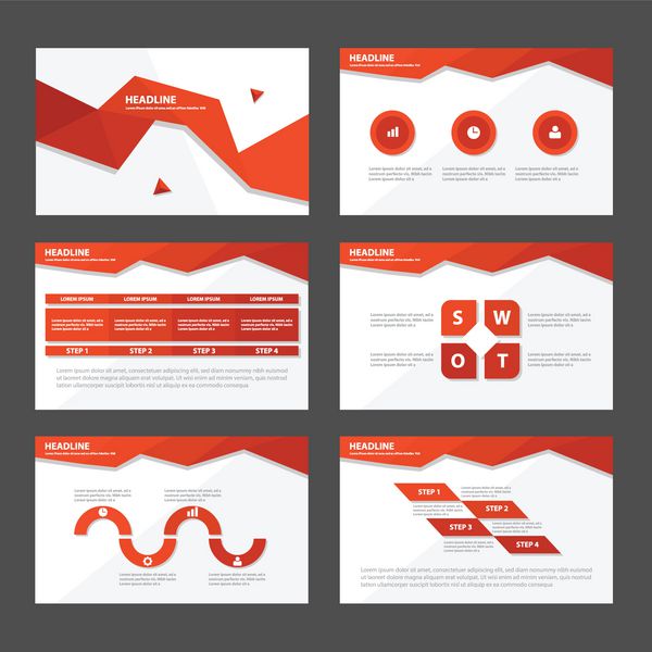 الگوی ارائه چند ضلعی قرمز برای طراحی بازاریابی بروشور جزوات بروشور طراحی عناصر عناصر طراحی شده است