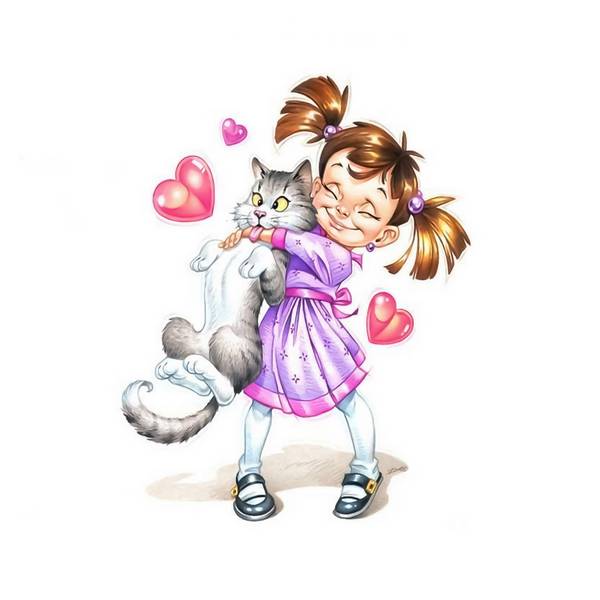 دختر کوچولو و گربه کارتونی طرح پوستر