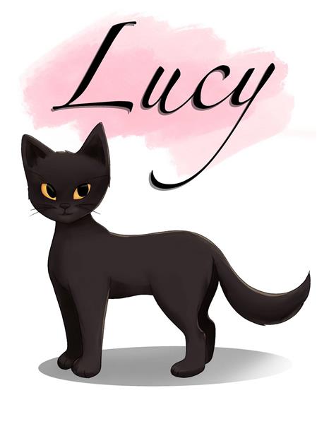لوسی گربه سیاه زیبا نقاشی دیجیتال