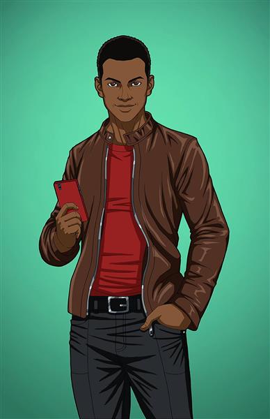 پسر سیاه پوست کت نقاشی دیجیتال