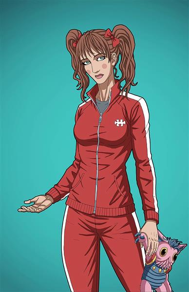 دختر ورزشکار مو خرگوشی نقاشی دیجیتال
