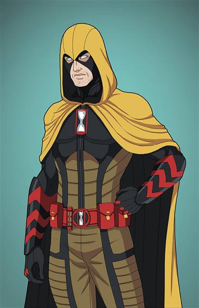 مرد جنگجو شنل زرد ماسک نقاشی دیجیتال