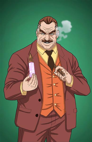 مرد چاق سیگار نقاشی دیجیتال