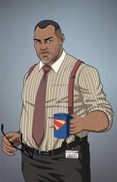 مرد سیاهپوست کاراگاه لیوان سوپرمن نقاشی دیجیتال