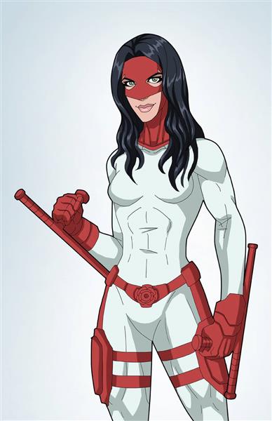 زن قهرمان سفید قرمز نقاشی دیجیتال