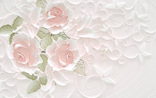 گلهای سفید صورتی برگ پس زمینه حکاکی پوستر دیواری