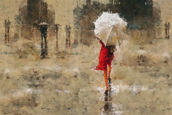 نقاشی انتزاعی روز بارانی اثر آندره کوهن