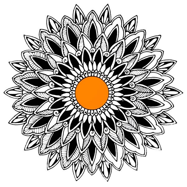 ماندالا هنر آرامش طراحی زیبا دکوراتیو نارنجی اثر سحر جعفری