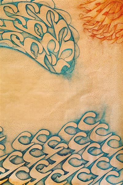 عشق به شکل ساحل دریا تابلو نقاشیخط اثر استاد مجید امامی