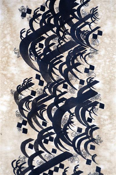 فرم نویسی حرف الف کوفی نقاشیخط دکوراتیو اثر استاد غلامحسین الطافی
