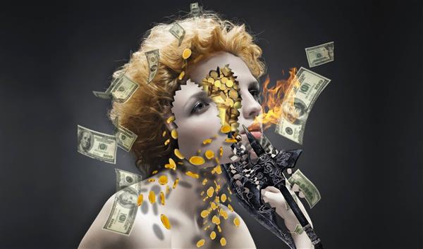 پرستش پول و مادی نگری طراحی دیجیتال تابلو پوستر اثر خشایار فرخی