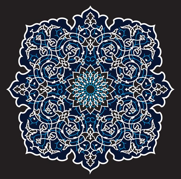 تزیین گل عربی طرح سنتی اسلامی عنصر تزئین مسجد