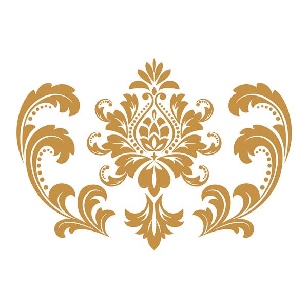 زیور آلات گرافیکی داماسک عنصر طراحی گل الگوی وکتور طلا