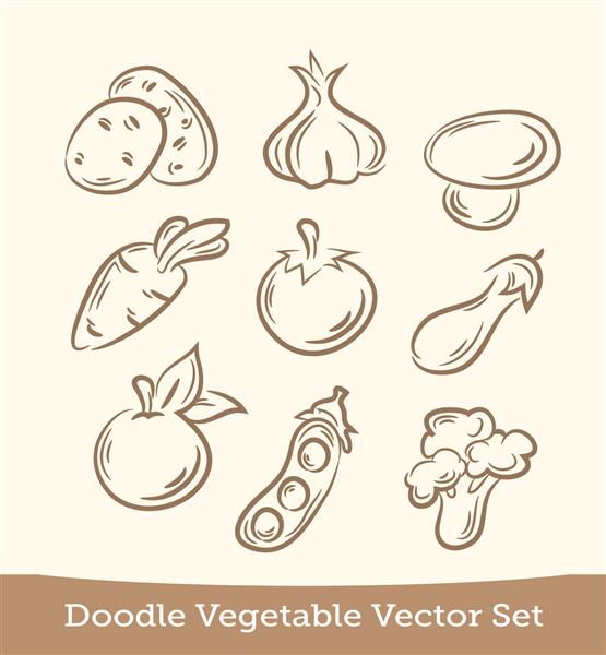 ست طراحی دستی سبزیجات