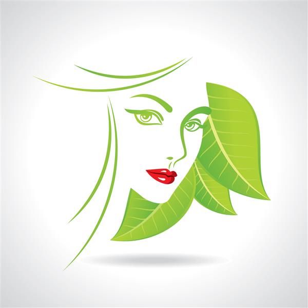 نماد سازگار با محیط زیست سبز با چهره زنان