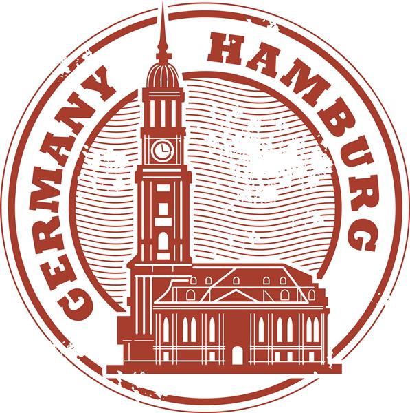تمبر لاستیکی گرانج با کلمات هامبورگ آلمان در داخل تصویر برداری