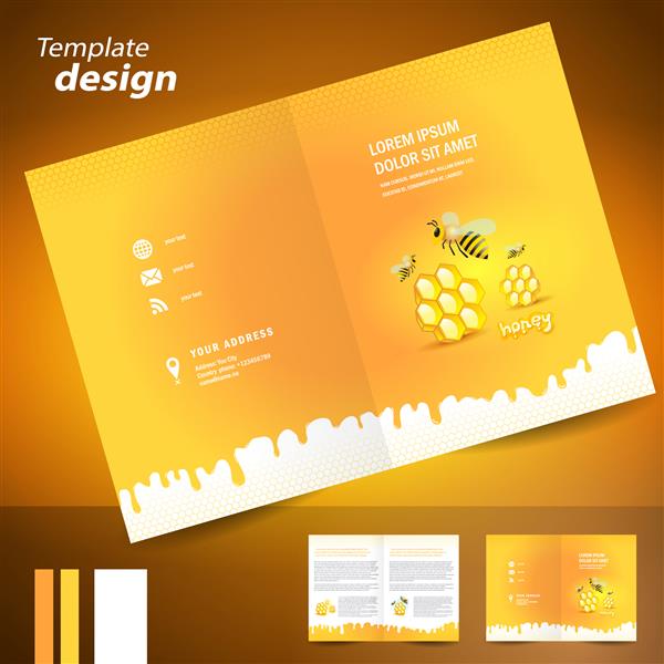 پوشه بروشور کاتالوگ کتابچه عنصر لانه زنبور عسل عنصر لانه زنبوری پس زمینه رنگ زرد