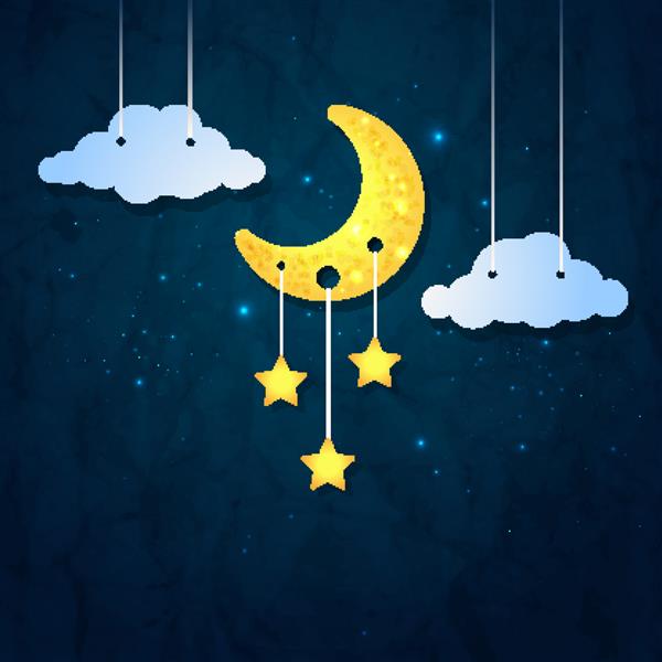 ماه ابرها و ستاره ها تصویر زمینه رویاهای شیرین