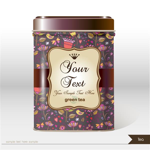 وکتور جعبه چای همراه با متن برای متن شما بسته بندی محصول را طراحی کنید چای قهوه محصولات خشک